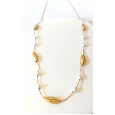 Κολιέ Σε Κίτρινο Χρυσό 14Κ Με Ρόμβους και μαργαριτάρια (N245)